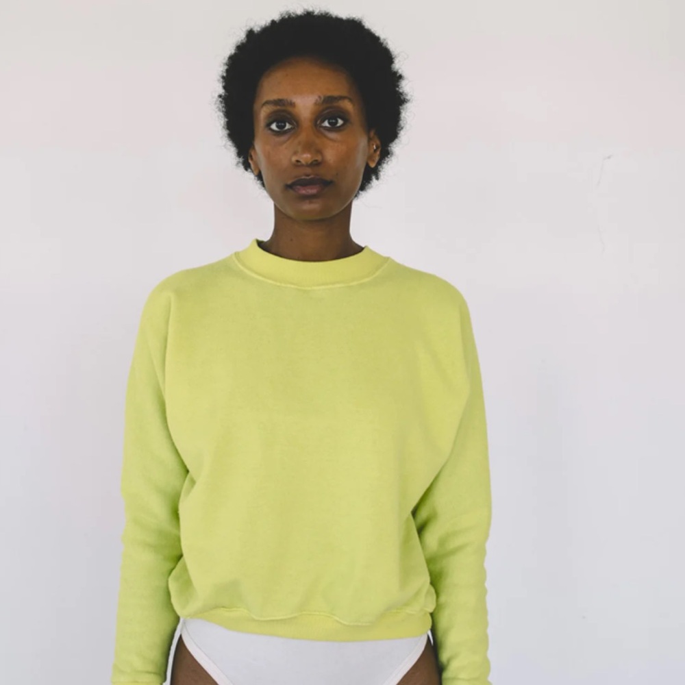 Aliya Wanek Citron Cotton Ami Crewneck Sweatshirt size small